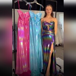 Strapless Corset Beaded Dress D6030 Jovani Multicolor Iridescent Prom Dress